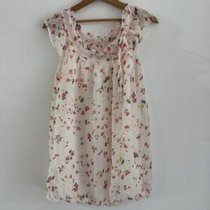 Tendenze Made in Italy Pure 100% Silk Ivory Floral Blouse Size Large New